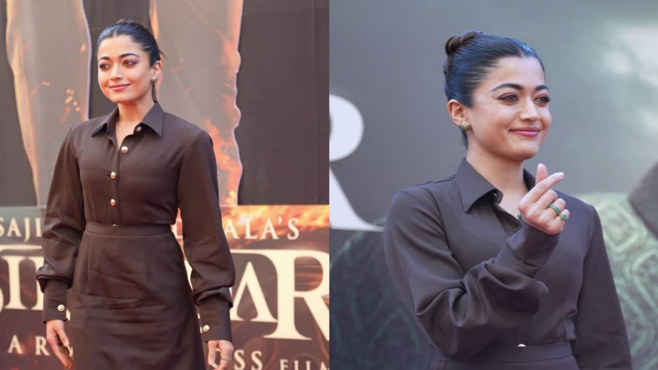 Rashmika Mandanna goes Annyeonghaseyo as she flaunts Korean-style monochrome fit for Sikandar trailer launch