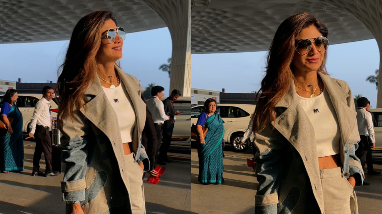 Shilpa Shetty is total Gen-Z mom in Rs 46.6k matching airport fit, with personalized Goyard bag for a premium touch