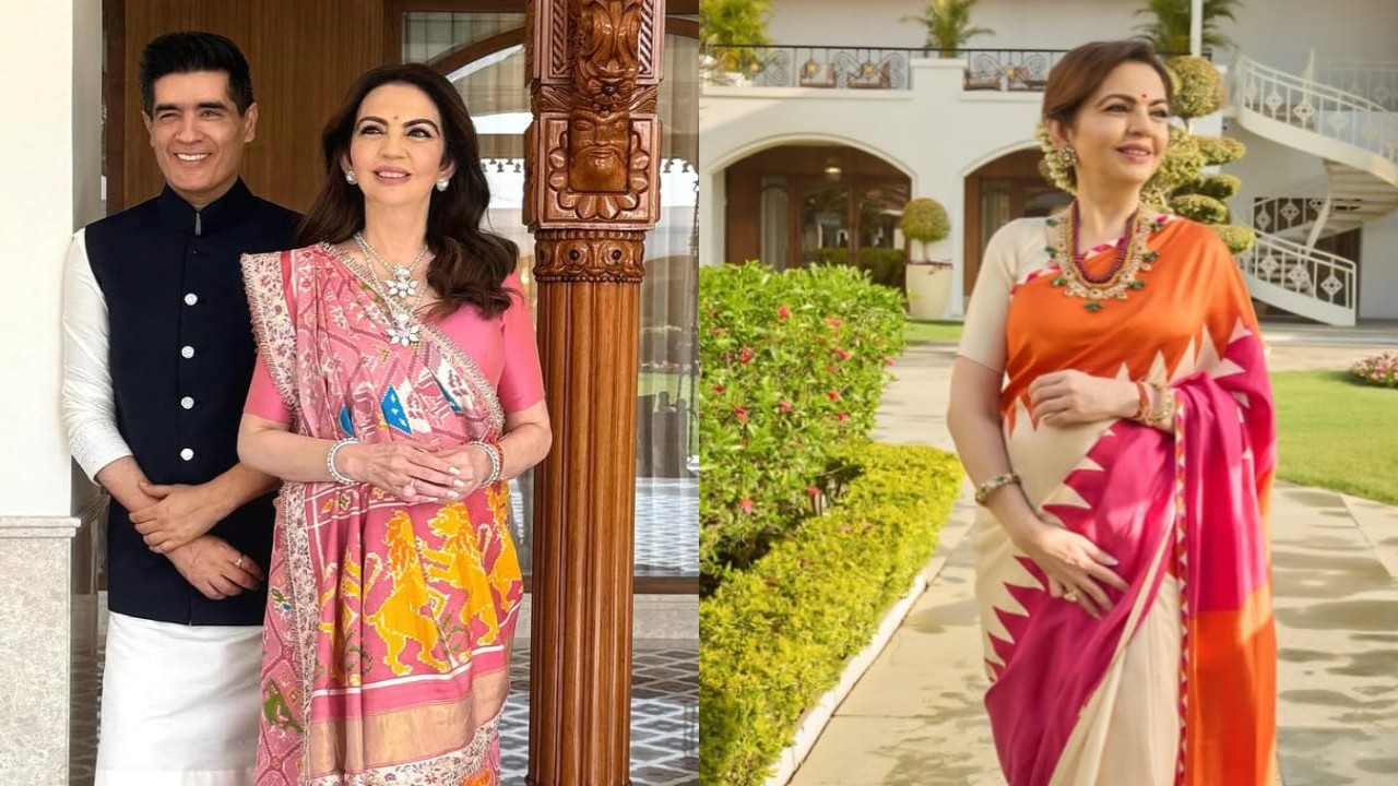 Nita Ambani showcases elegance of Indian craftsmanship in Double Ikat Patola and handwoven Murshidabad silk saree