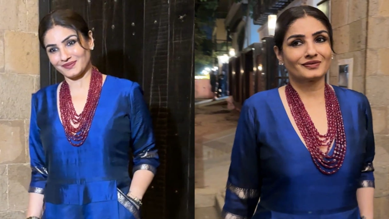 Raveena Tandon serves a blue-tiful look in stylish jumpsuit at Sunita Kapoor’s birthday...