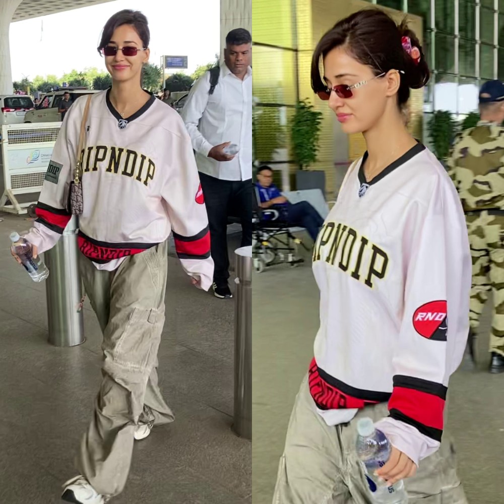 Disha Patani’s latest airport look SCREAMS women can do men's fashion BETTER as she wears Rs 9,200 jersey