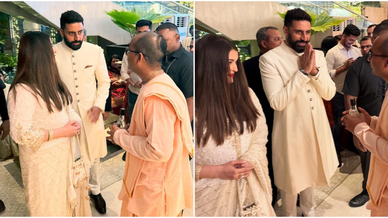 Aishwarya Rai Bachchan-Abhishek Bachchan twin in white as they attend Ashutosh Gowariker’s son Konark’s wedding reception; see PICS