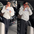 Mom-to-be Athiya Shetty keeps her airport look comfy and sporty in track pants and sweatshirt