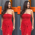 Malaika Arora looks drop-dead gorgeous in her red cocktail gown accessorized with iconic Bvlgari’s Serpenti necklace