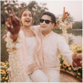 Mismatched fame Prajakta Koli and fiancé Vrishank Khanal ditch yellow for a white-themed Haldi; see STUNNING PICS