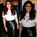 Nayanthara styles basic white tee with leather skirt, but it's her bangle stack that elevates the look