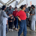 Kareena Kapoor showcases a laid-back airport look, but Saif Ali Khan's ethnic look in a flared pants set steals the show