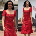 Shraddha Kapoor oozes radiance in Self Portrait’s vibrant red classic lace midi dress worth 72K 