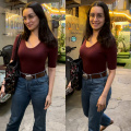 Shraddha Kapoor makes mid-week look casually stylish in maroon top and straight leg denim jeans 