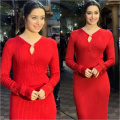 Shraddha Kapoor channels Stree energy in classy red bodycon maxi dress with a fashionable front slit