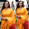 Steal Dia Mirza's traditional look in yellow saree for Ganesh Chaturthi puja if you're a fan of minimalistic fashion