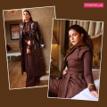 Nimrat Kaur power dresses her way to our hearts, slays in mocha brown monotone fit with a latex coat