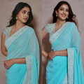 Navya Naveli Nanda’s blissful blue saree by Abu Jani Sandeep Khosla is the ultimate wedding season inspo if you love to keep it minimal yet fabulous