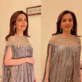 Nita Ambani styles Oscar de la Renta’s caftan gown worth Rs ₹1.54 lakh with the jacket, adding a cozy touch to her glamorous look