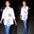 Kriti Sanon’s airport style is all things love in blush pink button-down  shirt and jeans 