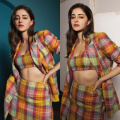 Ananya Panday in a checkered shirt and blazer set  is a perfect mix of colorful, cute & classy; Her outfit costs just Rs. 19K