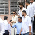 Arjun Kapoor stands like pillar for Malaika Arora as he escorts her and son Arhaan Khan to their car at her father Anil Mehta’s funeral