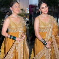 Mrunal Thakur channels her desi queen energy in a yellow Torani Anarkali with green bangles adding extra sass