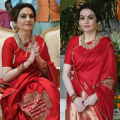 Nita Ambani sets the stage for wedding wear in Banarasi red saree with personalized Gayatri Mantra detailing