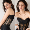  Ananya Panday’s black satin and lace corset maxi dress worth Rs.1,92,187 is a feisty attire for night out