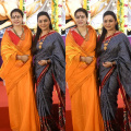 Rani Mukerji in patola and Kajol in orange organza saree at Durga Puja serve up a feast of festive fashion