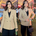 Mrunal Thakur’s beige blazer and pants combo is the perfect outfit to transition from meetings to party effortlessly