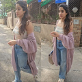  Janhvi Kapoor serves a luxe weekend look in knit top and distressed jeans with Birkin Bag worth Rs 25,16,670 