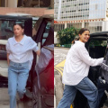 Alia Bhatt gives a glam twist to her no-makeup look in a white shirt and denim pants, styling them with slingback pumps