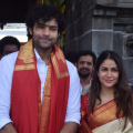 Varun Tej and Lavanya Tripathi shine in traditionals, visit Tirumala Tirupathi Temple for blessings