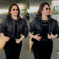 Tamannaah Bhatia chooses a black crop jacket and Rs 42K trousers for a travel look that’s equal parts trendy and practical