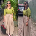 Mrunal Thakur looks effortlessly cool in a tucked green shirt but her sneakers are stealing the show