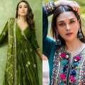 Navratri 2024: Dress up ideas for day 2 green color inspired by celebs like Aditi Rao Hydari, Karisma Kapoor, and more