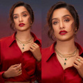 Shraddha Kapoor serves us Red Notice in her crimson wrap-up style shirt with statement accessories