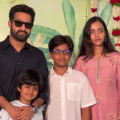 NTRNeel pooja ceremony: Jr NTR's sons Abhay and Bhargav, and wife Lakshmi Pranathi make rare appearance 