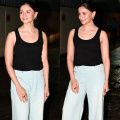 Alia Bhatt's tank top and wide-leg jeans may seem basic, but they set a high standard for a stylish movie date night