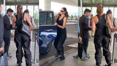 Deepika Padukone serves PERFECTION in black backless bodysuit with cargo  jeans and expensive Louis Vuitton bag