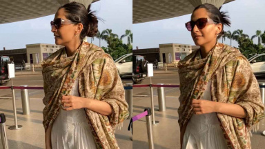 Sonam Kapoor's airport look includes an all black outfit and Hermès Kelly  bag worth Rs. 5.5 lakh 2 : Bollywood News - Bollywood Hungama