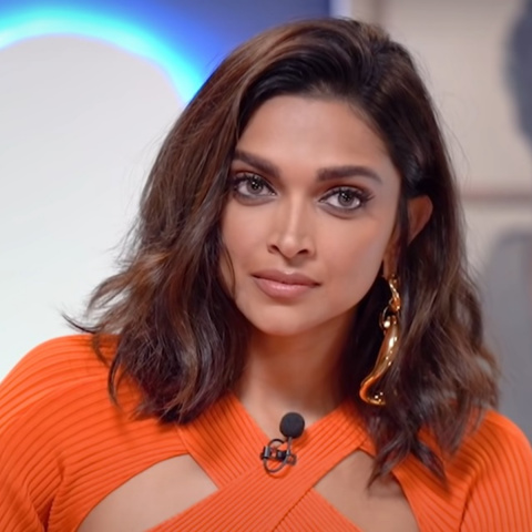 Bollywood actor Deepika Padukone reacts during a press conference