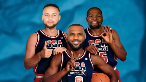 Stephen Curry, LeBron James, and KD Recreate Michael Jordan, Magic Johnson,  and Larry Bird’s Classic Team USA Photo