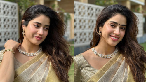 Janhvi Kapoor in a pink saree – South India Fashion