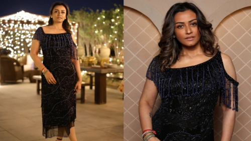 Namrata Shirodkar stuns in a Shriya Som fringe midi dress on her birthday