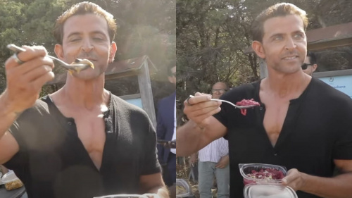 Hrithik Roshan gets ultimate 'tripti' on eating sweets after 14 months  during Fighter's Ishq Jaisa Kuch shoot