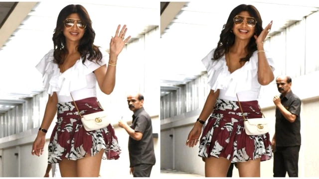 Shilpa Shetty in baggy mini dress and heels looks stunning on